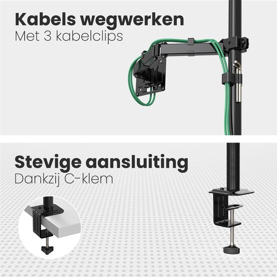 Auronic Monitor Arm - 1 Scherm - 13 tot 32 Inch - Verstelbaar - Monitor Beugel - Staal - Zwart