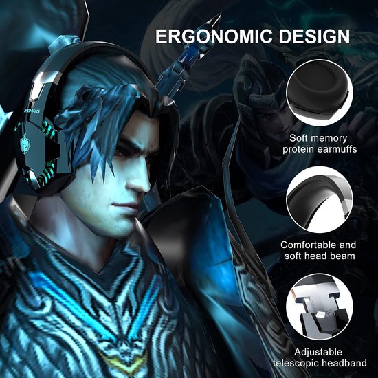 PHOINIKAS G2000 BT Bluetooth Laptop Gaming headset met microfoon Over-ear Koptelefoon -Zwart