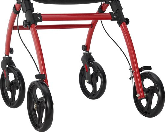 Juskys – Kamerrollator Aktiv – 56 x 66 x 90-103 cm – Voorzien Van Dienblad En Tas En In Hoogte Verstelbaar – Voor Binnenshuis – Bordeaux Rood Aluminium