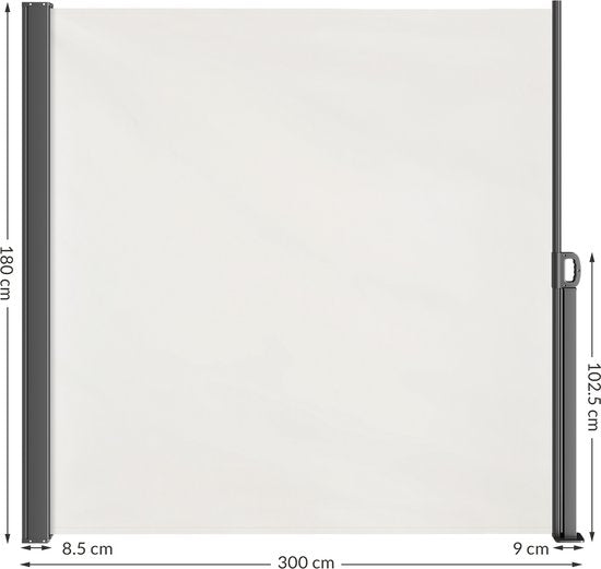 Casaria Wind/Tuinscherm Nosara - 180x300cm Uitschuifbaar - Crème