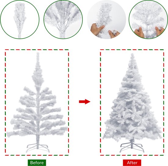 Casaria Kerstboom PVC - Metalen Voet - 180 cm Wit