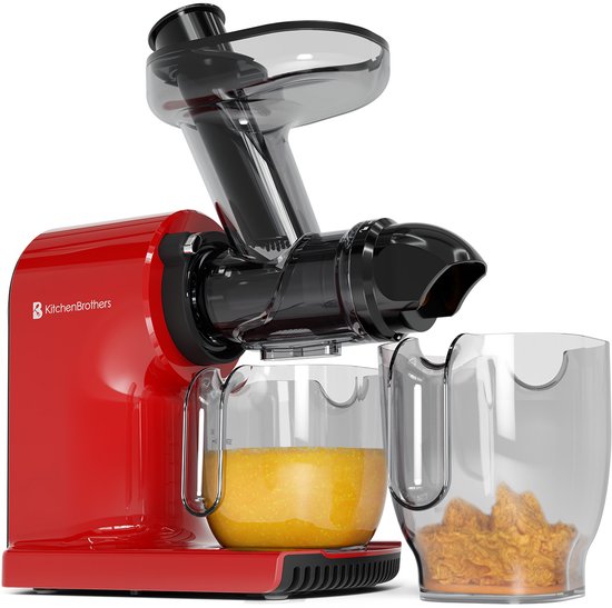 KitchenBrothers Slowjuicer - Compact - Juicer - Groenten en Fruitpers - 45 mm - 500 ml - Rood