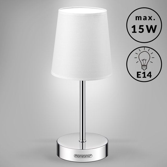 Monzana Tafellamp 1 Stuks – Incl. Lampenkap/ E14/ 32cm - Wit