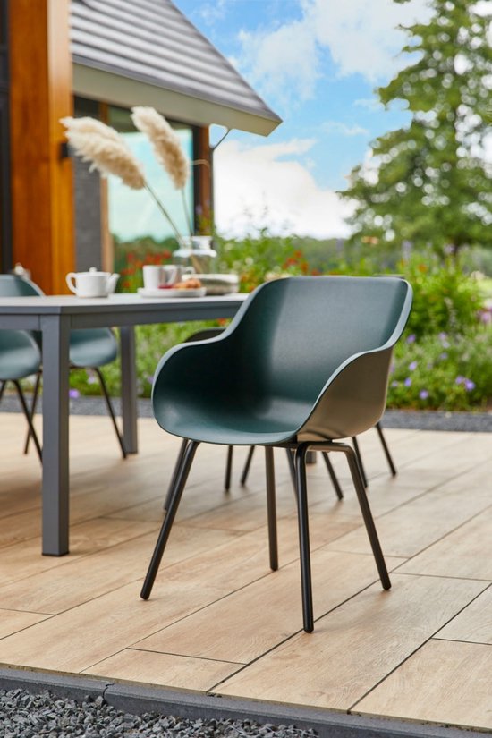 Hartman Sophie elegance tuinstoel - Donkergroen - set van 2 - zwart rondo onderstel