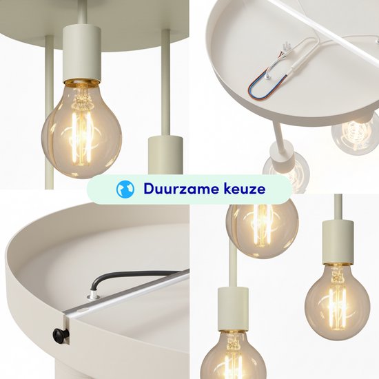 Nolt Plafondlamp Beige - Plafonniere - 3x E27 Lamp - Industrieel - Taupe - ⌀ 28cm