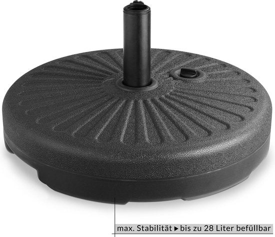 Casaria Parasolstandaard - tot 28 kg Vulbaar Kunststof – Zwart