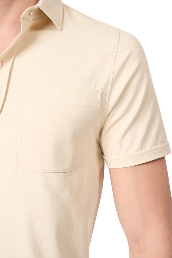 Mario Russo Korte Mouwen Overhemd - Overhemd heren - Polo Shirt Heren - t shirt heren - XL - Beige