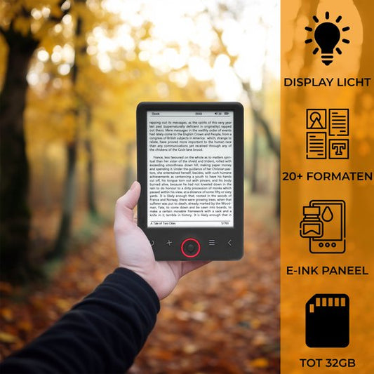 Denver E Reader 6 inch - Display Verlichting - E book Reader - E Ink - Ondersteuning tot 32GB - EBO635L - Zwart