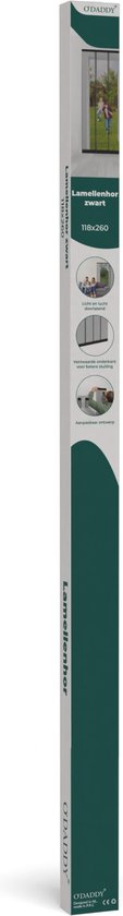 O'DADDY® Vliegengordijn Lamellenhor - 118x260 cm - Deurgordijn - Hordeur - Aanpasbaar Ontwerp - Glasvezel - Deurhor Zwart