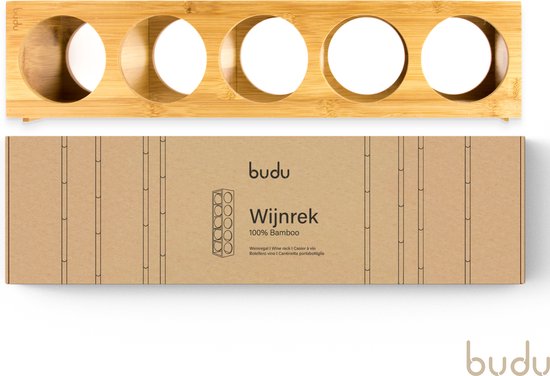 Budu Wijnrek Bamboe 5 flessen - Wijnrek hout - Stapelbaar - Uitbreidbaar - Houten wijnrek - Flessenrek - Bamboe wijnrekken - Wijnrek staand - Wijnfleshouder