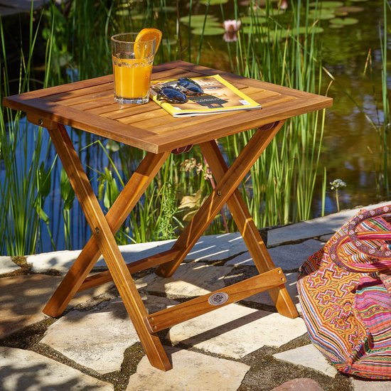 EezyLife Houten bijzettafel - 46x46x46cm - Acacia hout - Tuintafel