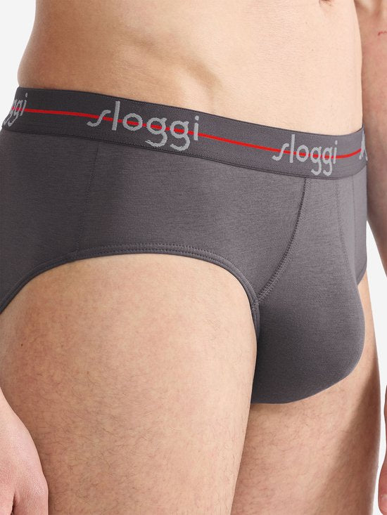 Sloggi Start Midi 2-Pack Slip - Heren - Katoen/Elastaan - Regular Waist - Elastische Band - Zwart/Grijs - Maat XL
