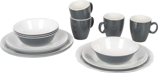 Bo-Camp - Servies - Two-tone - 16 Stuks - Grijs