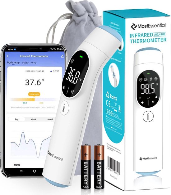 MostEssential Infrarood Thermometer PRO - Contactloos - Voorhoofd & Oor