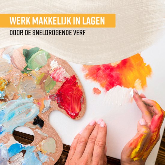 NAPI Acrylverf 12x75 ML - Grote Flessen - Inclusief Kleurencirkel - Voordeel Set - Hobbyverf - Schilderen Acryl Verf - 12 Kleuren