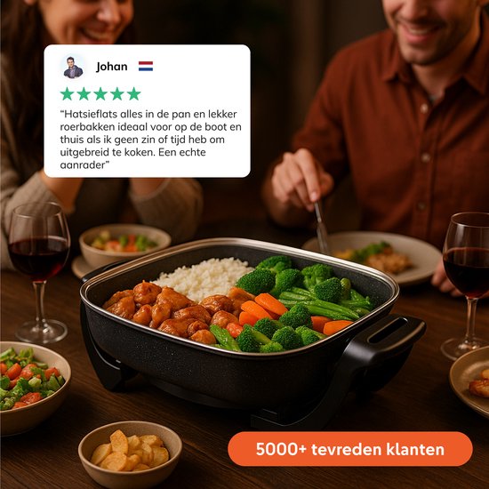 Elektrische hapjespan met deksel - Hapjespannen - Party - Grill - Snack - Sauteer - Pan - Inductie - Braadpan - Skoov
