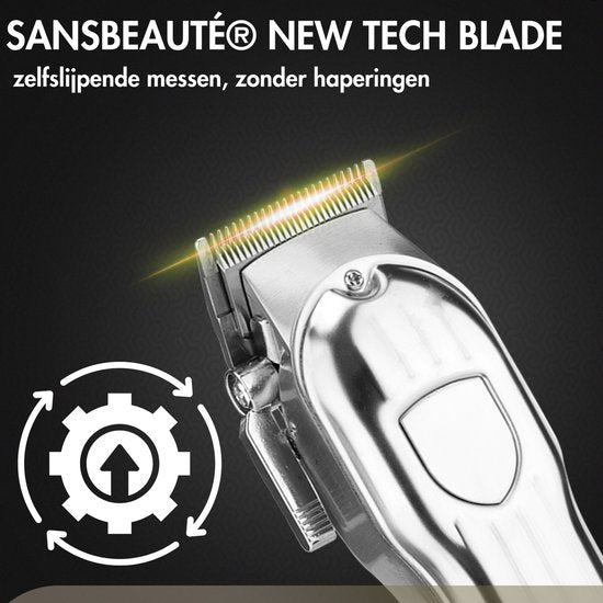 Professionele Draadloze Tondeuse + Kappersmantel - Tondeuse Mannen Hoofdhaar - Sansbeauté® - Cheveux Haar - Haartrimmer - Kapper Haar Machine - Haartondeuse - Trimmer Baard - Trimapparaat - Barber Hair Clipper - Kapper Trimmer - Kappersset