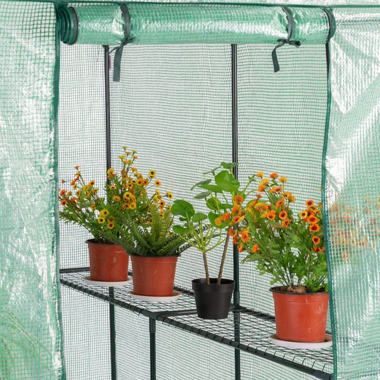 Gardebruk Kweekkas 2,23m² - 4 Legplanken & 4 Ramen - 190x186x120cm
