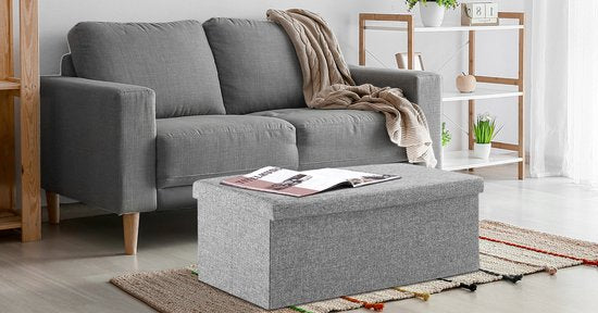 Casaria Opbergbank – 80x40x40cm Opvouwbaar Kunstleer 100L - Grijs