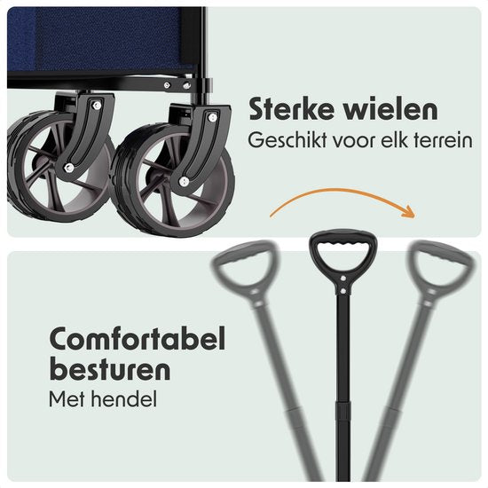LifeGoods Bolderkar - XL - Opvouwbaar - 200L - 100KG Draagkracht - Blauw