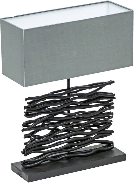 Globo - tafellamp - Jamie - zwart - hout - schemerlamp - E27 - 21648B