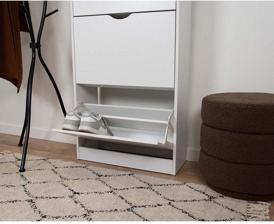 Milton Oldbrook Schoenenkast Prato - 3 Niveaus - tot 18 Paar Schoenen - 60x24x119cm - Wit
