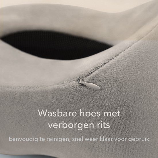 SC Travel Essentials - Nekkussen Set 3-delig - Ergonomisch Memory Foam Reiskussen met Oogmasker en Oordoppen - Ideaal voor Vliegtuig, Auto en Trein - Compact en Luxe - Lichtgrijs