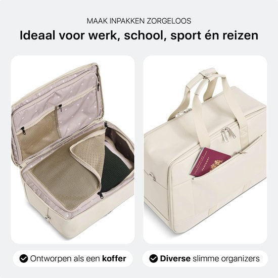 ONYX Underseater - Duffel tas 28L - Luxe Reistas Handbagage - Geschikt voor Dames en Heren - Weekendtas Ivory White