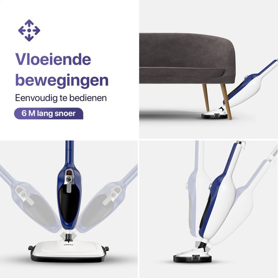 LUMAN 12 in 1 Stoomreiniger Én Handstomer V1 - Tapijtreiniger - Vlekkenreiniger - Met Aanpasbare Stoomkracht - Met 10 Opzetstukken en 3 Microvezeldoeken - Blauw