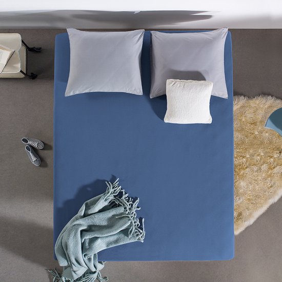 Dreamhouse Jersey Stretch Hoeslaken - 100% Katoen - 80/90/100x220 - Blauw