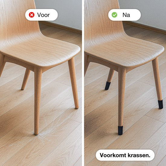Luft Stoelpoot beschermers - 24 Sokken - Met anti-kras vilt - Vloer bescherming - Stoelbeschermers - Rond - Stretch - Zwart - Stoelsokken - Dopjes voor stoelpoten - Pootjes voor meubels