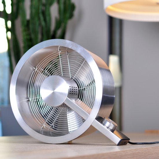 Stadler Form Q Vloerventilator – Brushed Metal – 2400 m³/u – Stil & Design – 3 standen - 40 m² / 100 m³