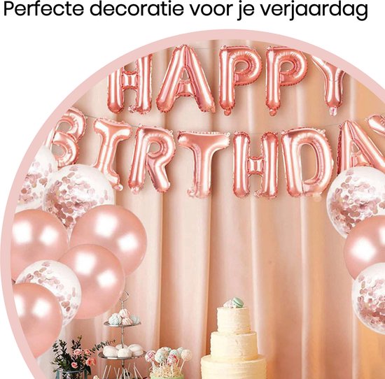 Happy Goods Verjaardag Versiering - Sweet 16 - Happy Birthday Slinger - Rose Goud - Ballonnen - 61 Stuks - Verjaardag Decoratie