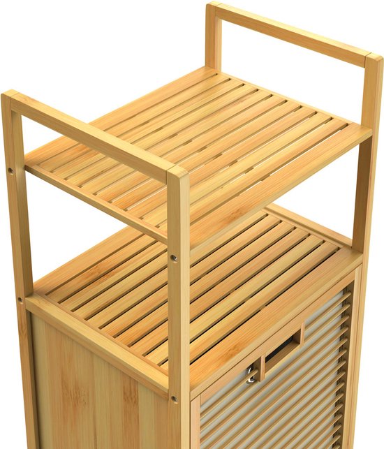 Casaria Badkamerrek - met Wasmand 43l 40x30x95cm - Bruin
