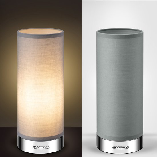 Monzana Tafellamp 2 Stuks LED – Dimbaar E14 - Chroom Grijs