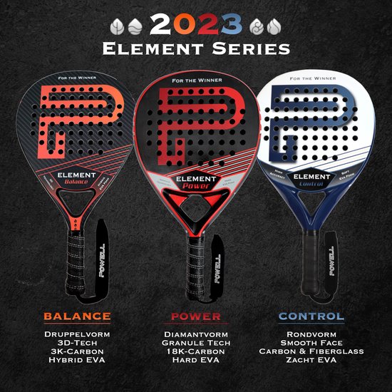 POWELL Padel Racket - Druppelvorm - 3K Carbon - incl. hoes