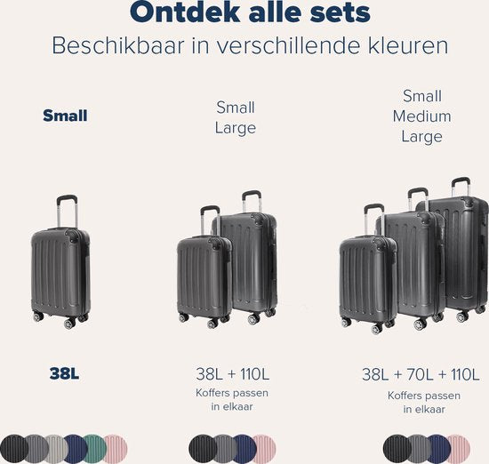 TRVLMORE Handbagage Koffer - 38L - Cijferslot - Lichtgewicht - Trolley - 54x36x20cm - Past binnen 55x40x20 cm - Donkergrijs