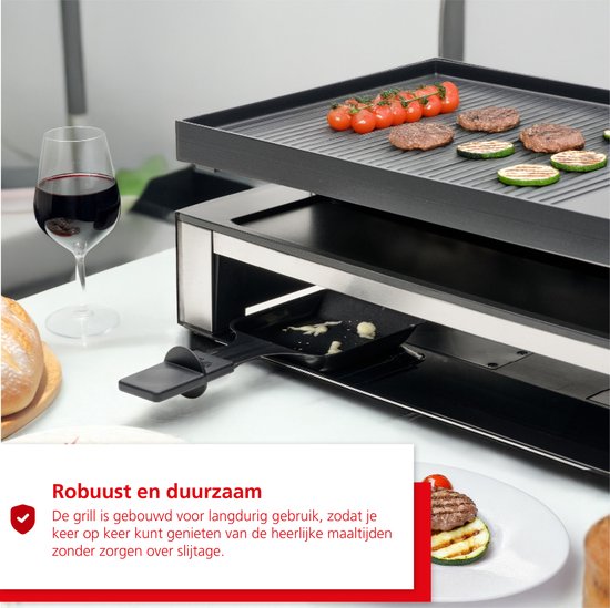 Solis 3 in 1 Tafelgrill 7911 Gourmetstel 10 Personen - Raclette Gourmet Set - Bakplaat Gourmetten - Zilver/Zwart