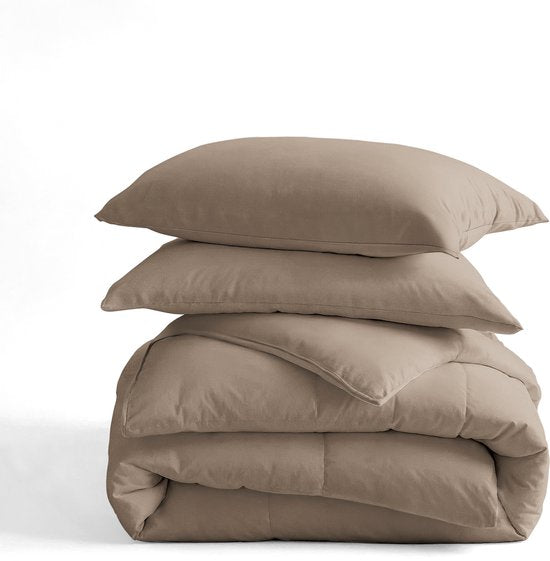 Sleeptime 2 in 1 Dekbed - Dekbed zonder Overtrek Inclusief Kussenslopen - 200x200 - Taupe