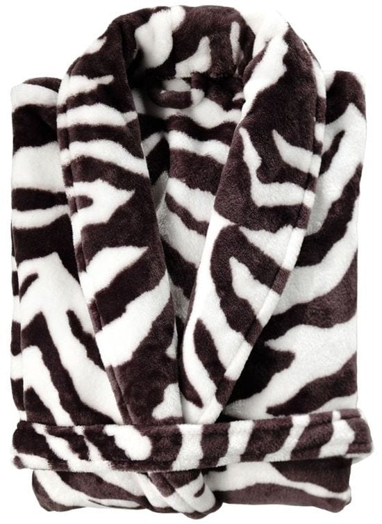 ZoHome Leopard Badjas Lang - Fleece - Maat XL - Bruin