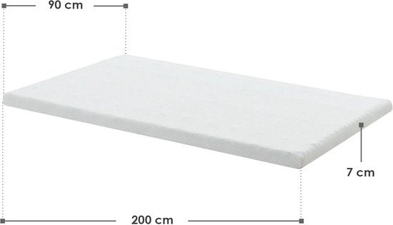 Juskys – Matrazentopper 7-Zonen – 90 x 200 cm – Voorzien Van Memory Foam En Afneembare Hoes – Voor Boxspringbed En Matras – Wit Polyester En Polyurethaan