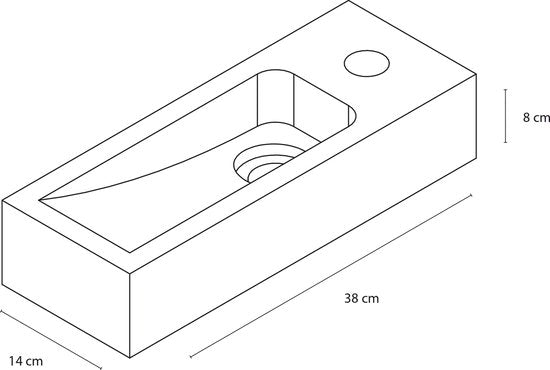 Differnz Luxor Fonteinset - Wasbak Natuursteen - Zwart - Gebogen Kraan - Chroom - Standaard Greep - 38 x 14 x 8 cm