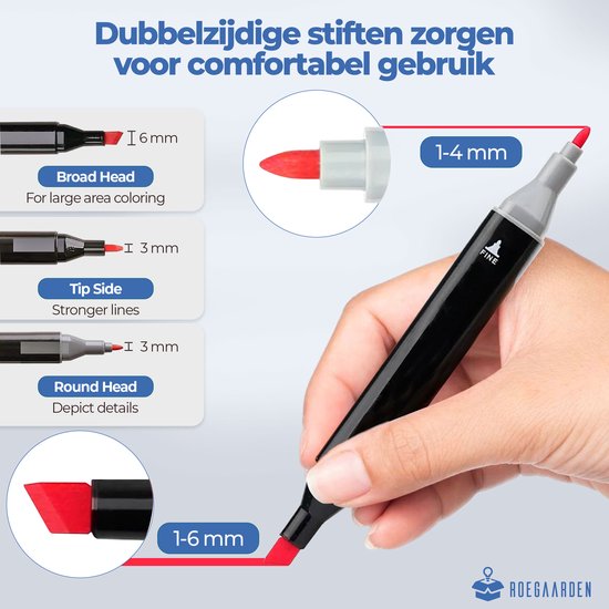Roegaarden Twinmarkers 168 stuks - Stiften - Alcohol Markers - Markeerstiften - Makkelijk opbergen