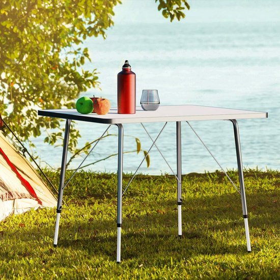 Casaria Campingtafel – Inklapbaar Verstelbaar 80 x 54 cm – Zilver Wit