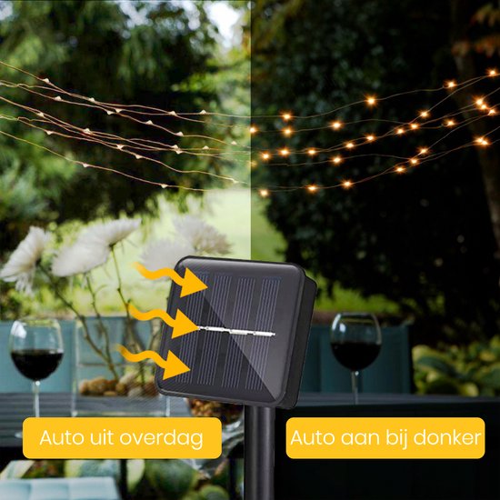 Happy Goods Solar Tuinverlichting op Zonneenergie - 200 LED Lichtsnoer Buiten - 20 m - Fairy Lights - Buitenverlichting Lichtslinger - Lichtsnoeren