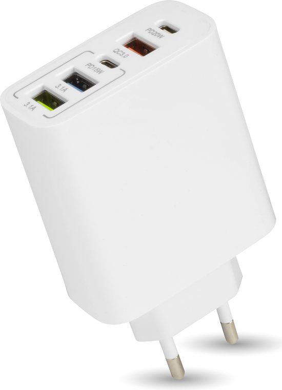 Nuvance - USB Adapter - 5 Poorten - USB Stekker - USB Oplader - Geschikt voor iedere USB Kabel - Wit