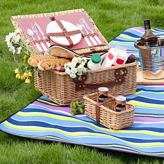 DETEX Picknickkleed 200x200cm XXL Waterdicht Geïsoleerd Opvouwbaar Strepen