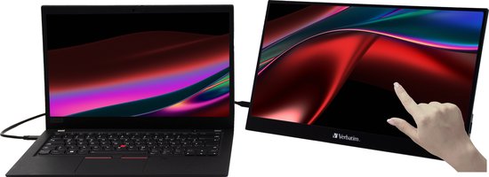 Verbatim – 15,6" 4K Portable Touchscreen Monitor PMT-15-4K – 357,1 x 215 x 12 mm – Voorzien Van IPS-Technologie En HDR En 10-Punts Multi-Touch En Verstelbare Standaard – Voor Gaming En Zakelijk Gebruik – Zwart Aluminium
