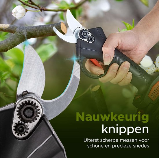 Qualitá® Elektrische Snoeischaar - 2 in 1 Mini Kettingzaag - Bloemenschaar, Takkenschaar, Heggenschaar Elektrisch - 2 Accu's met Acculader - Incl. Opbergbox Tuin gereedschap