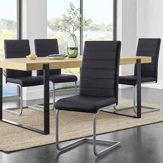 2 Eetkamerstoelen / stoel - Vegas - Kunstleer - Zwart